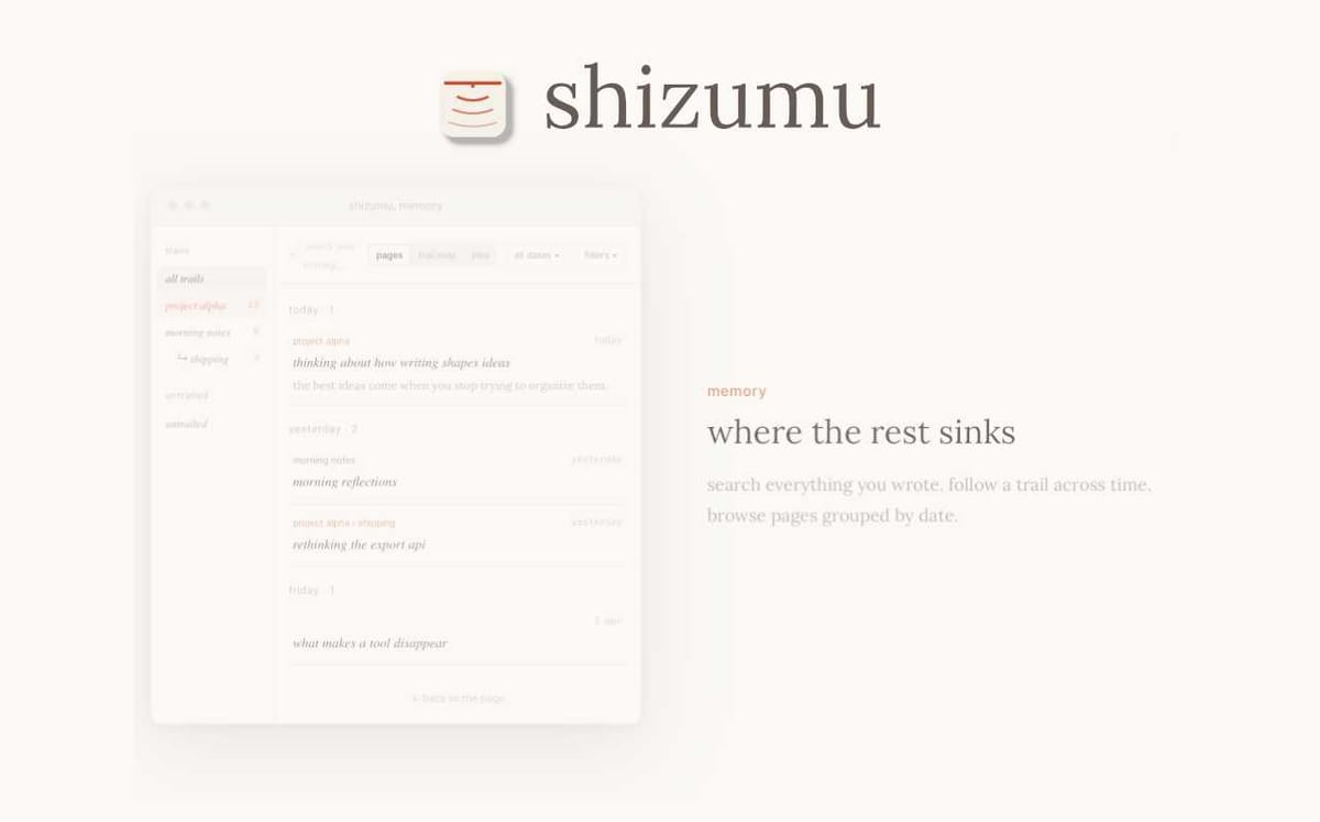 Shizumu - a very different take on a notes app